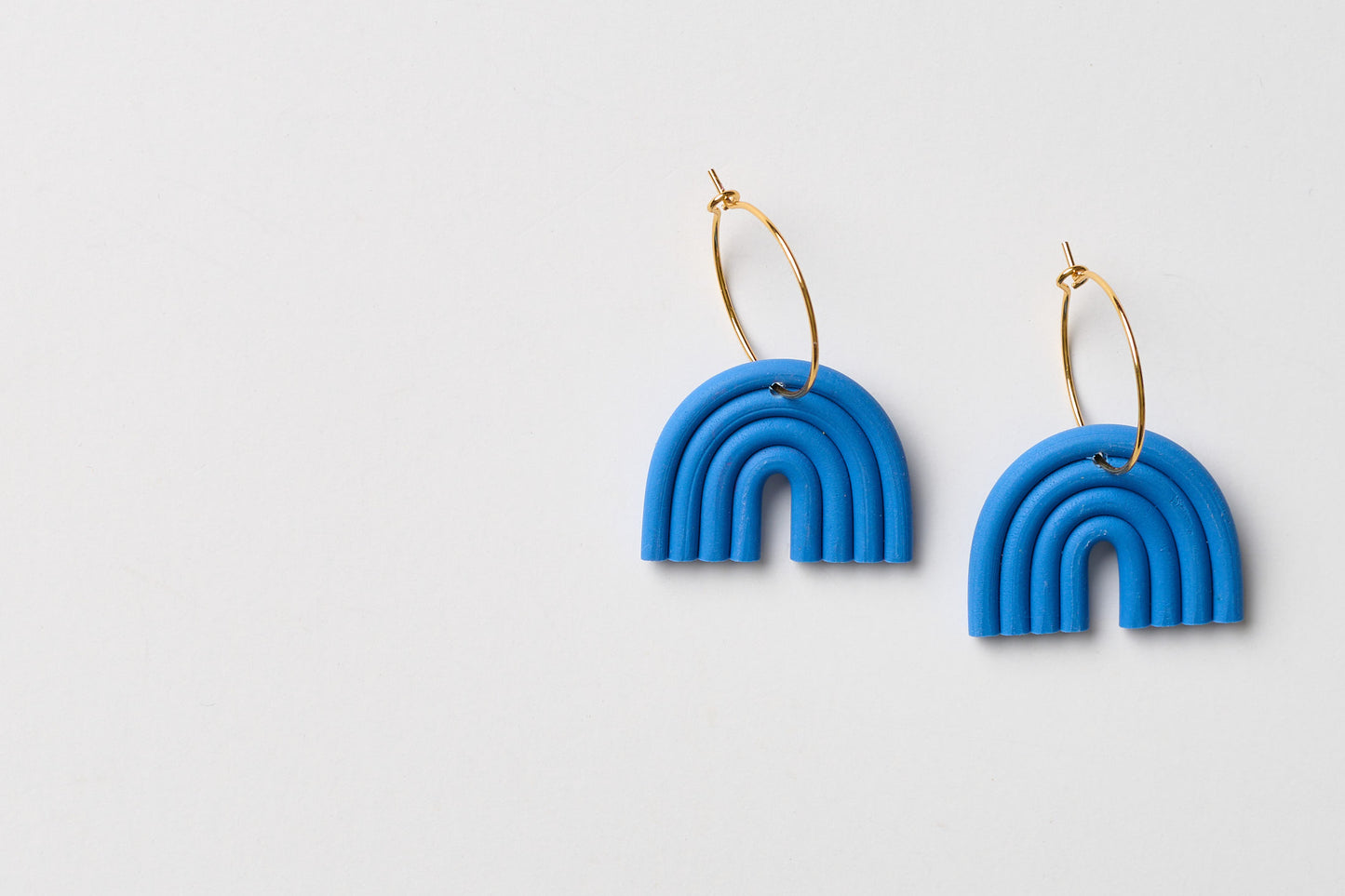 Tiny Blue Rainbow Hoop (Polymer Clay)