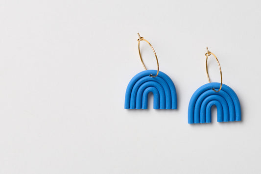 Tiny Blue Rainbow Hoop (Polymer Clay)