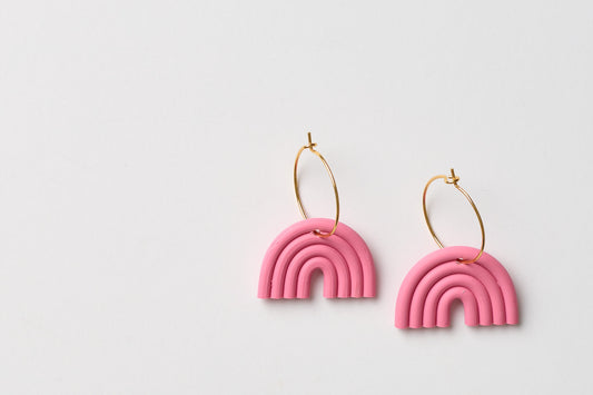 Tiny Pink Rainbow Hoop (Polymer Clay)